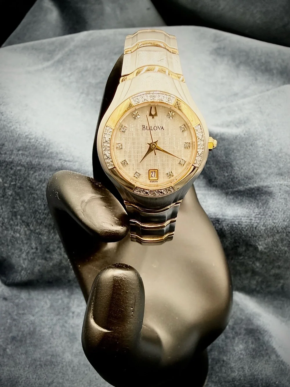 Bulova Two-Tone Silver and Gold Women's Watch with Diamond Accents